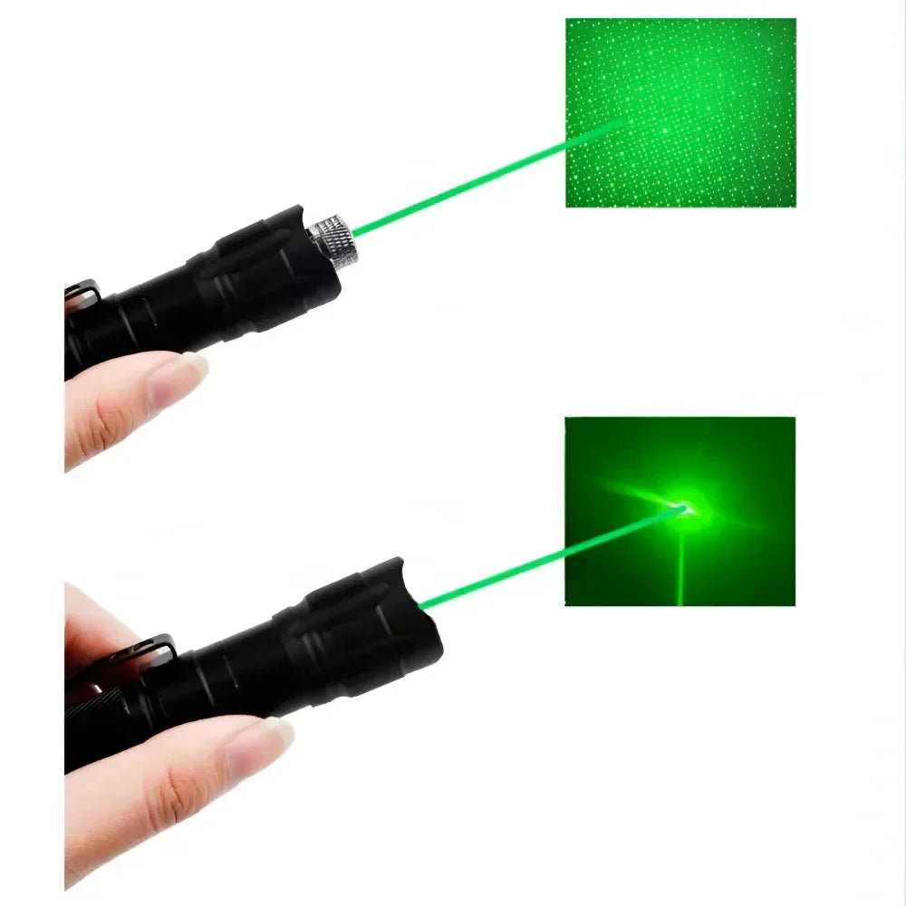 Green Laser Pointer with 2000 Meter Range and Rechargeable Battery, Aluminum Construction