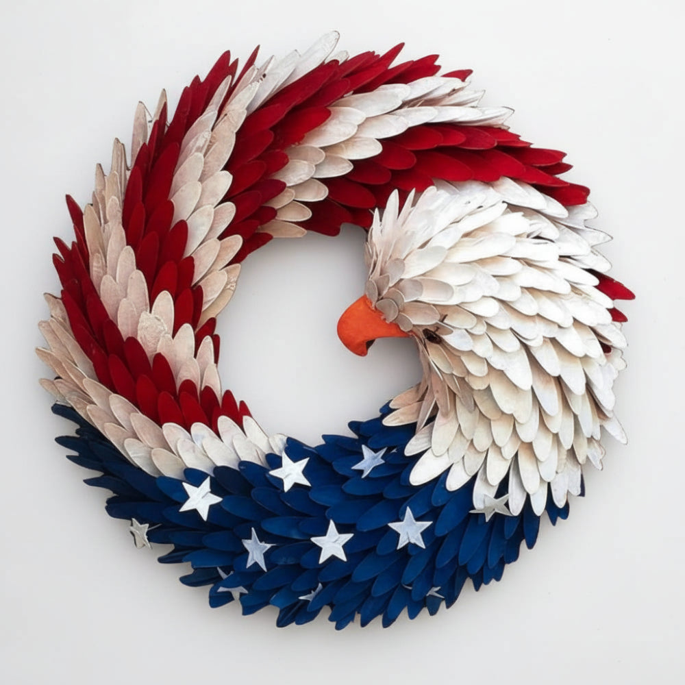Riafu – Rustic Eagle Wreath | Handcrafted Patriotic Decor with Weather-Resistant Design | Unique Tribute for Veterans