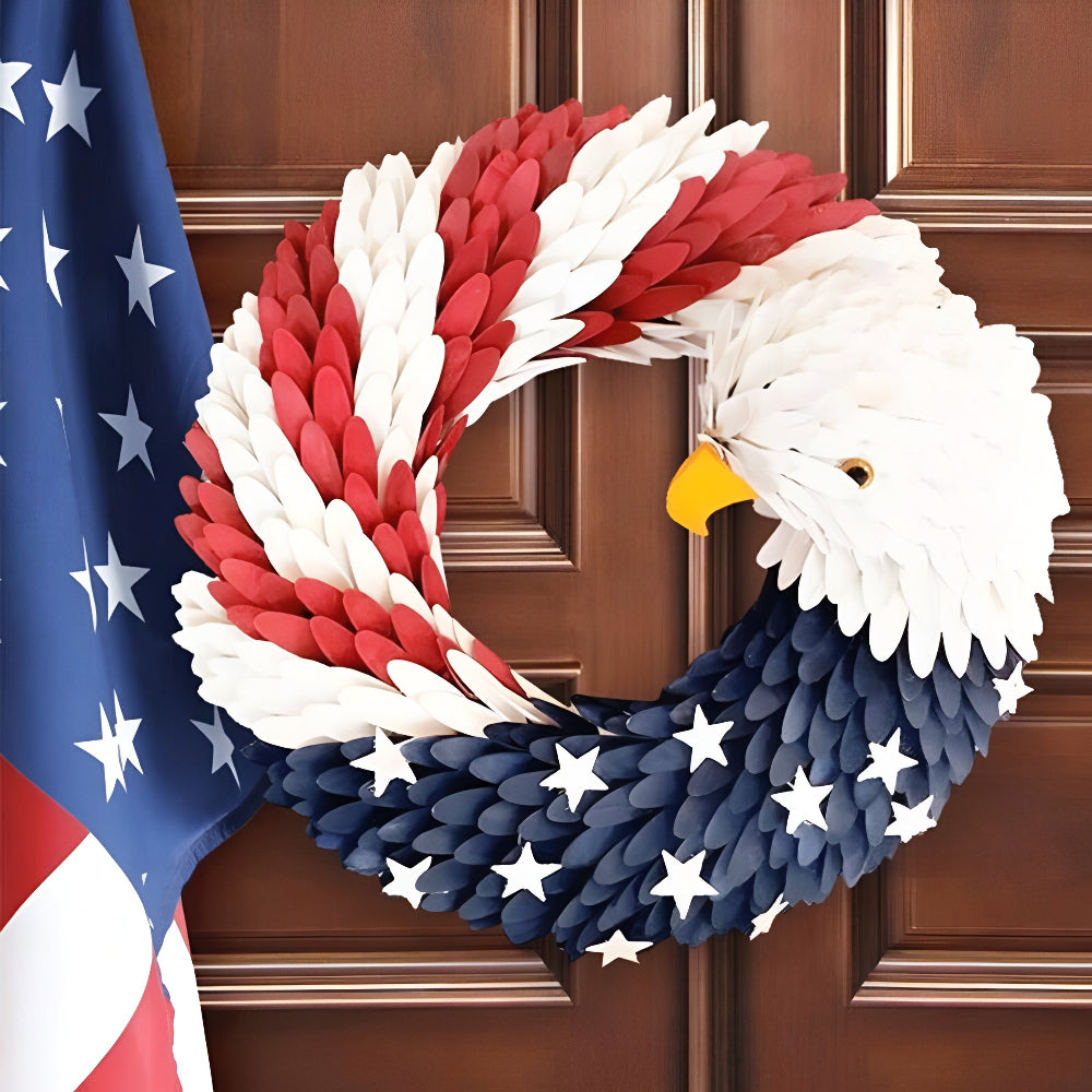 Riafu – Rustic Eagle Wreath | Handcrafted Patriotic Decor with Weather-Resistant Design | Unique Tribute for Veterans