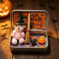 Halloween Mini Witch Bear Gift Set in Tin Box with Ornaments