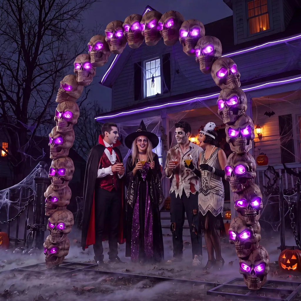 7.2 ft Halloween Skull Archway with RGB LED Lights and Motion Sensor