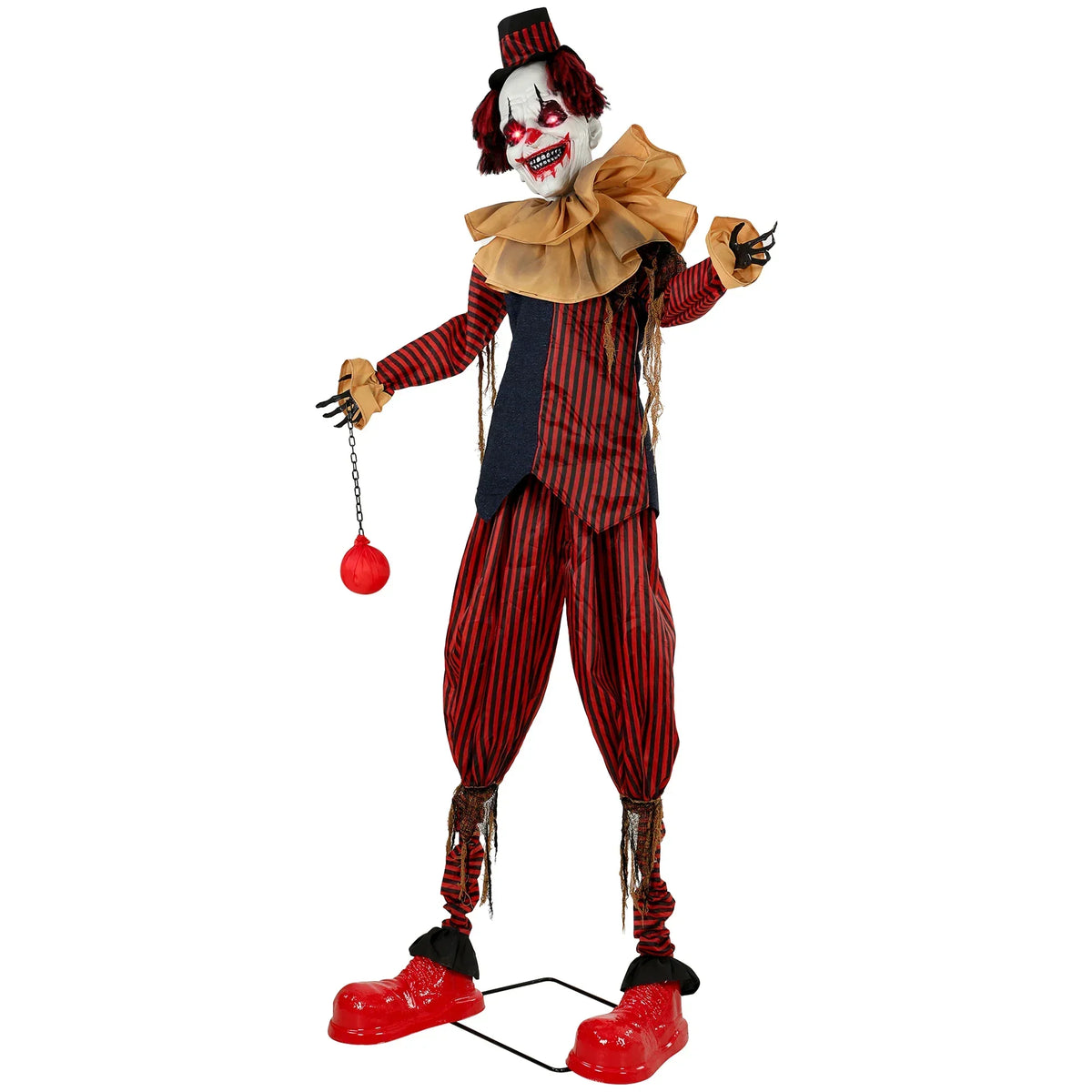 94.5 Inch Animated Clown Halloween Prop with Light-Up Eyes and Sound