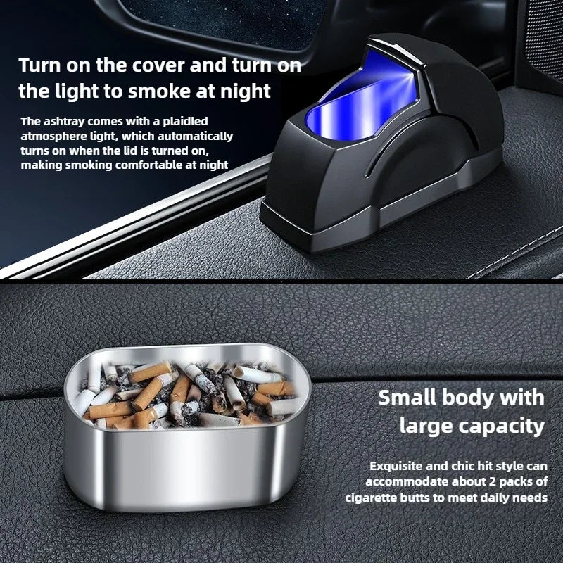 Windproof Car Ashtray | LED Illuminated With Door Mount Design