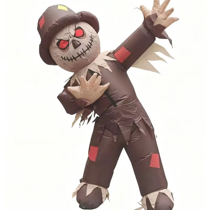 Inflatable Scarecrow Halloween Costume for Adults with Red Eyes