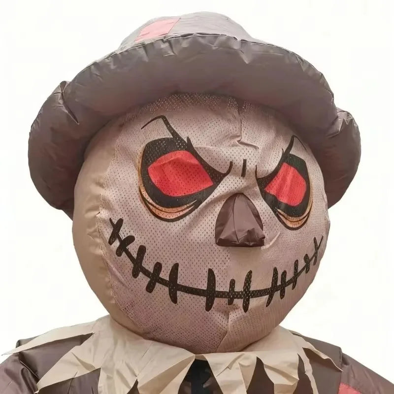 Inflatable Scarecrow Halloween Costume for Adults with Red Eyes