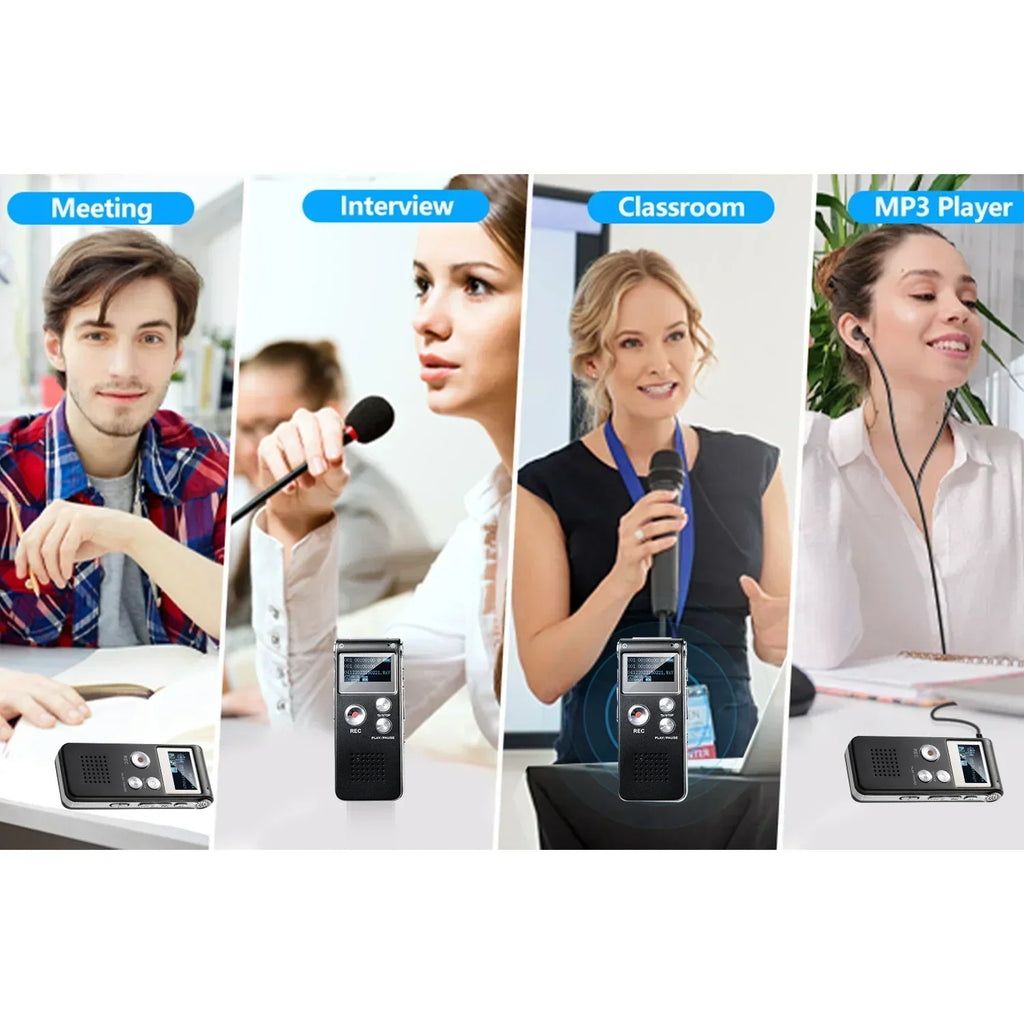 Compact Voice Activated Digital Recorder with Built-In Speaker and Headphone Jack