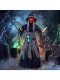 72 Inch Animated Witch with Spellbook Halloween Prop, Red Eyes