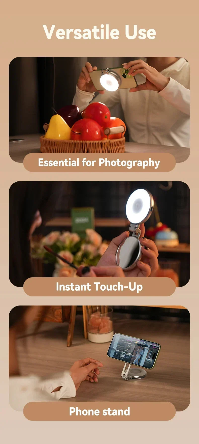 Magnetic Selfie Ring Light | Height Adjustable LED Phone Light