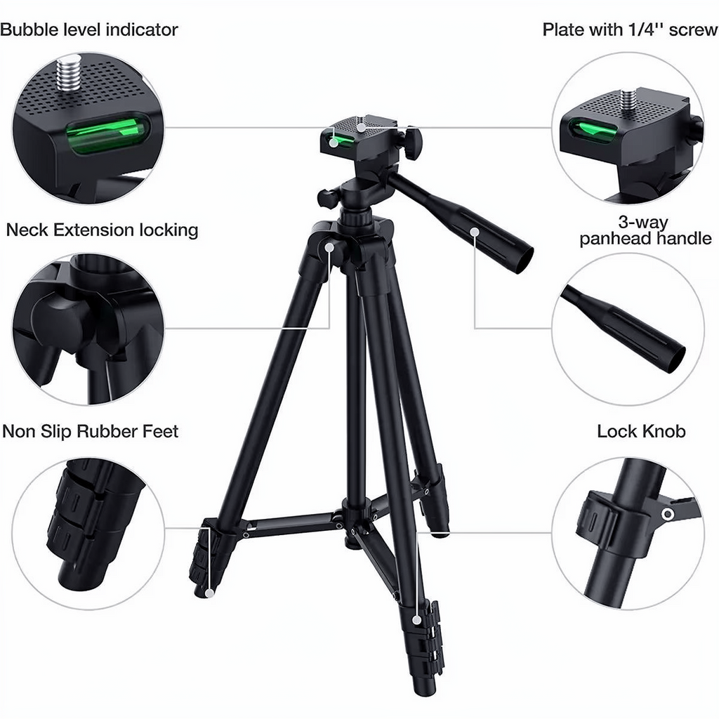 Lightweight Tripod Stand with Wireless Remote for Smartphones and DSLR Cameras