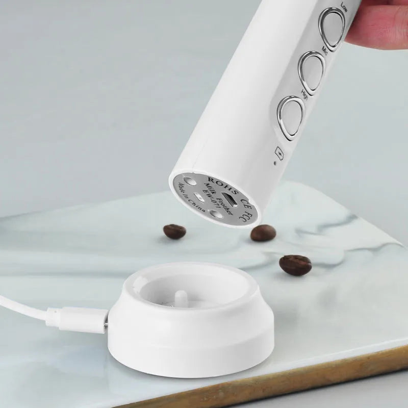 BowLift | 3 In 1 Electric Milk Frother Rechargeable Milk Frother Handheld Frothing Device High Speeds Milk Frother Drink Mixer Coffee