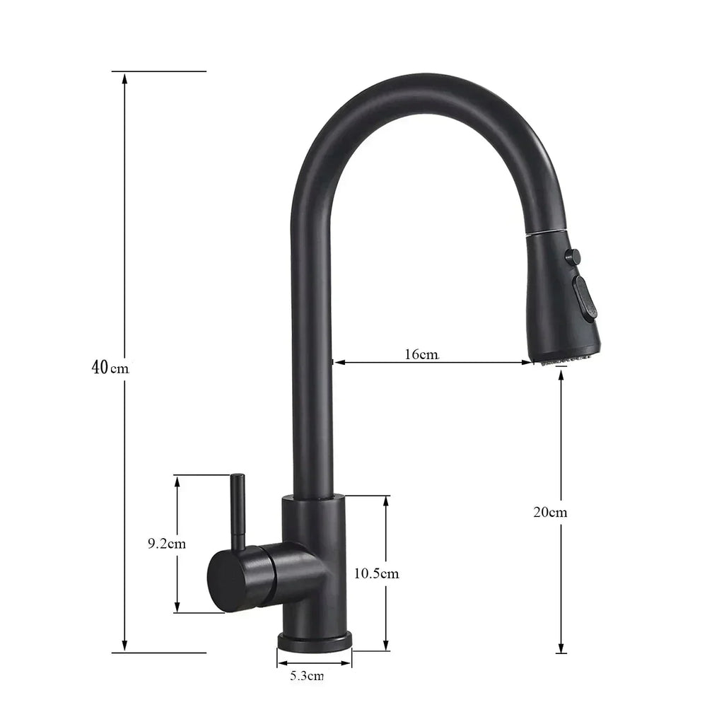 Modern Pull-Down Kitchen Tap | Matte Black Stainless Steel