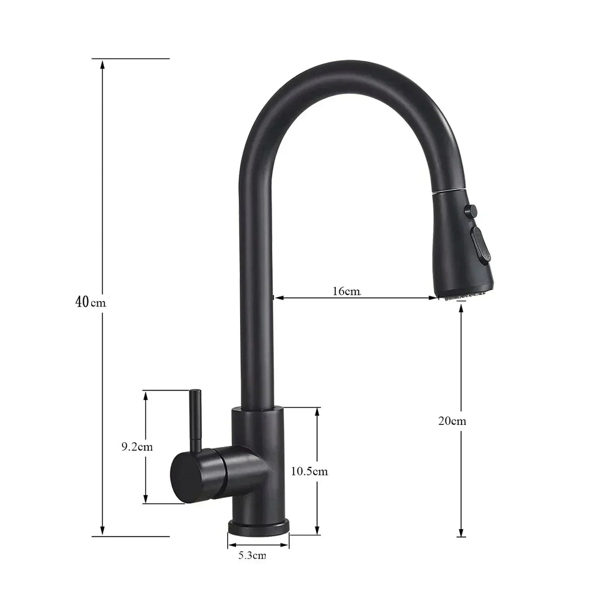 Modern Pull-Down Kitchen Tap | Matte Black Stainless Steel
