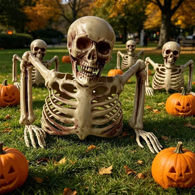 Halloween Half Body Skeleton Graveyard Prop, Buried Skull Decor