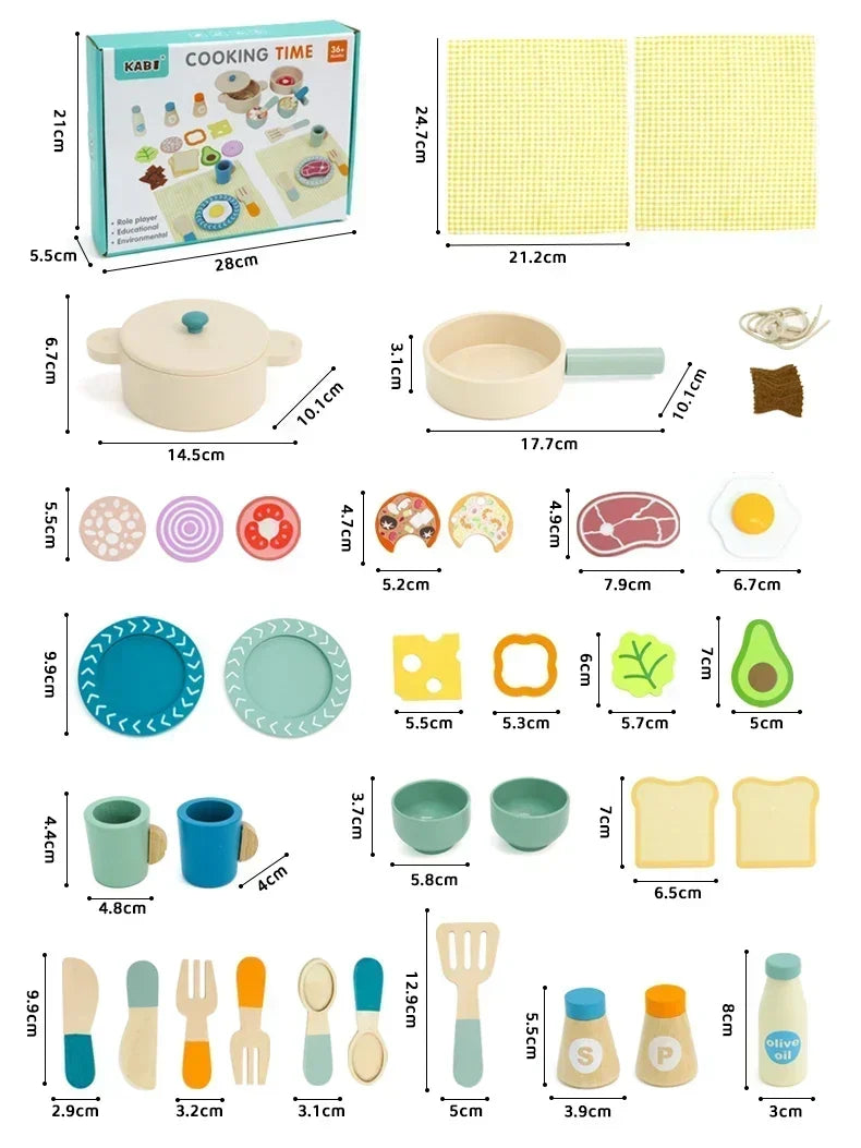 Wooden Cooking Set with Play Food