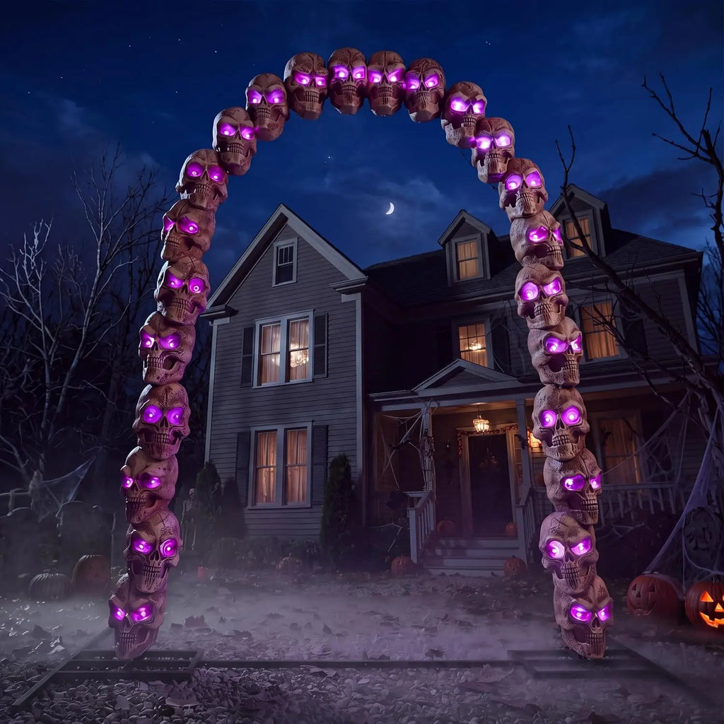 7.2 ft Halloween Skull Archway with RGB LED Lights and Motion Sensor