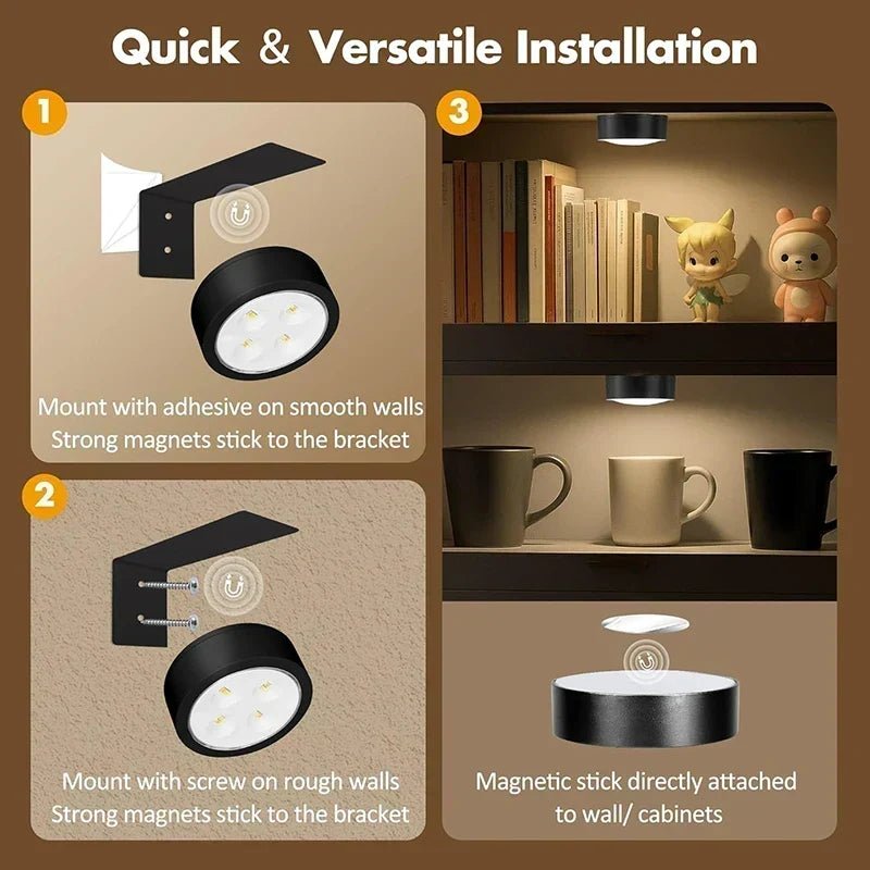 3-Pack Remote-Controlled Dimmable Magnetic Wall Art Lights Battery-Powered