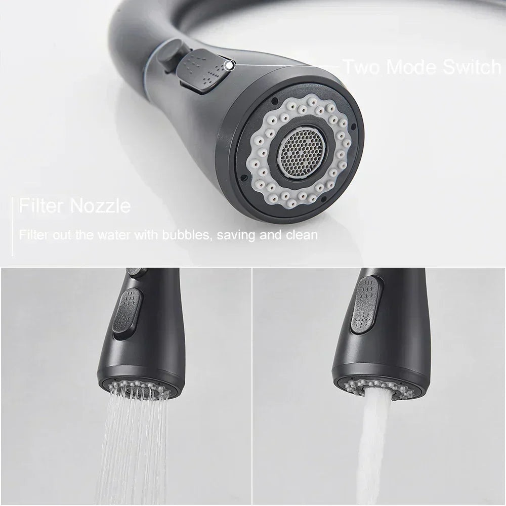 Modern Pull-Down Kitchen Tap | Matte Black Stainless Steel