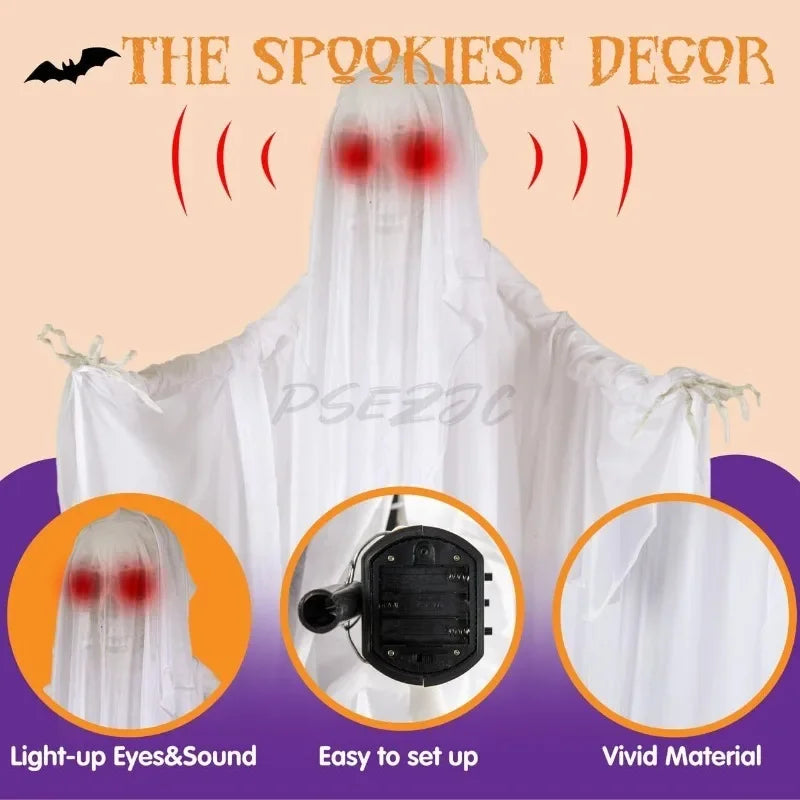 5.6 ft Standing Swinging Ghost Halloween Prop with Lights and Sound