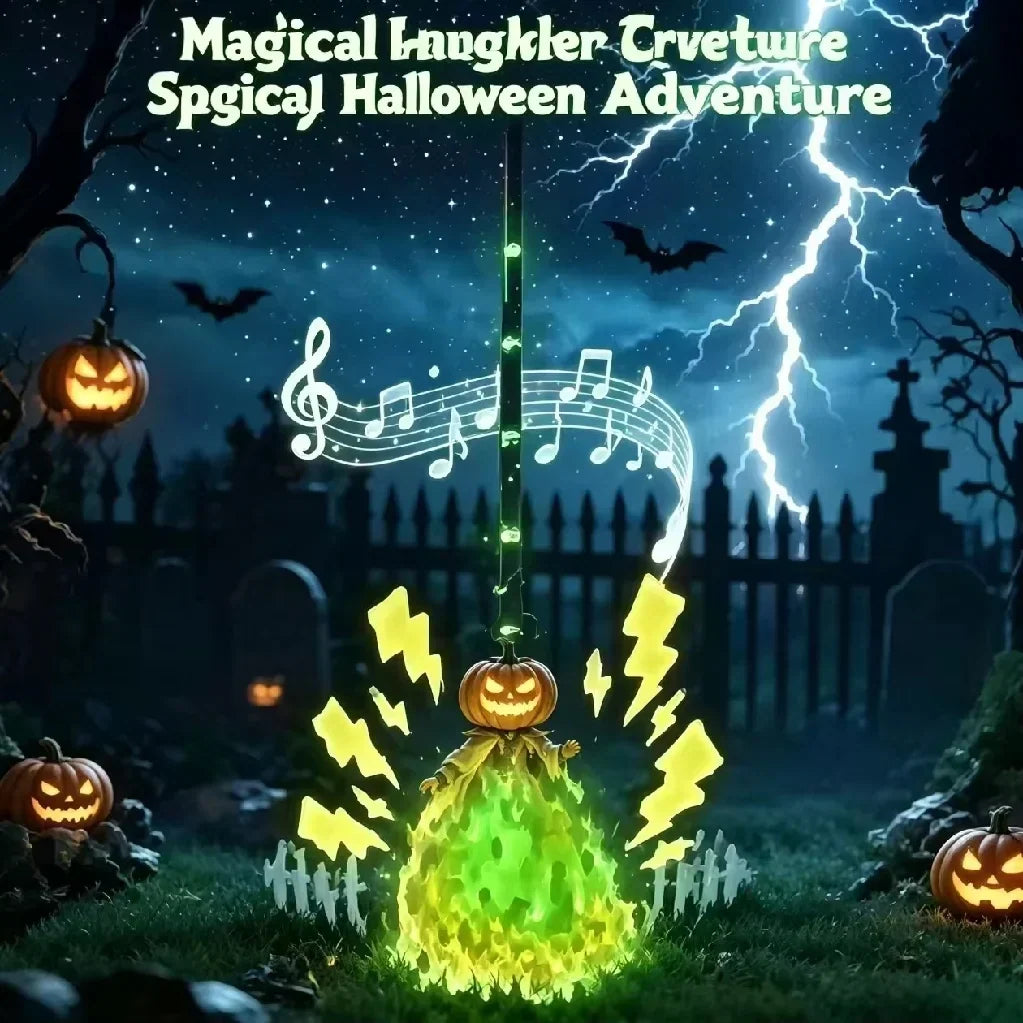 Animated Witch Broom Halloween Prop with Glow, Sound and Bouncing
