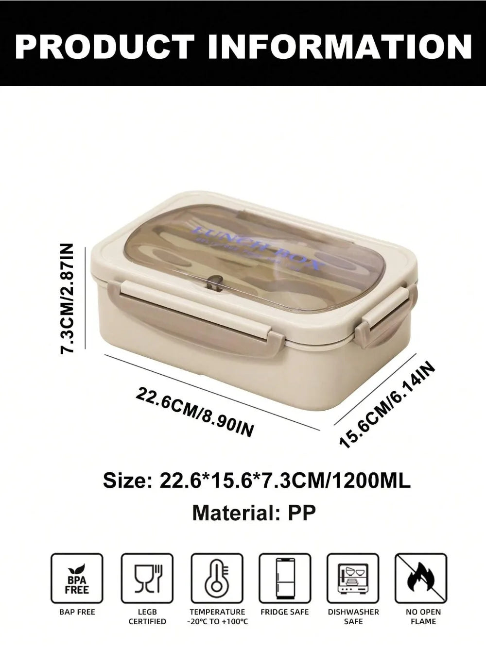 Bento Lunch Box with Utensils | 4 Compartments & Leak-Proof Design