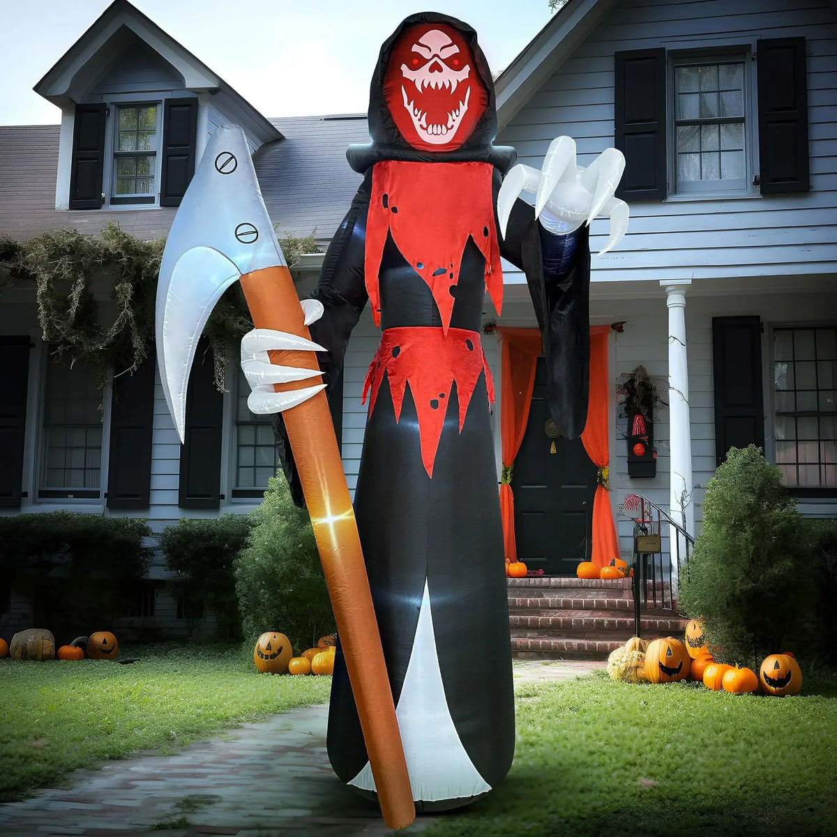 12 ft Halloween Inflatable Grim Reaper or Witch with LED Lights