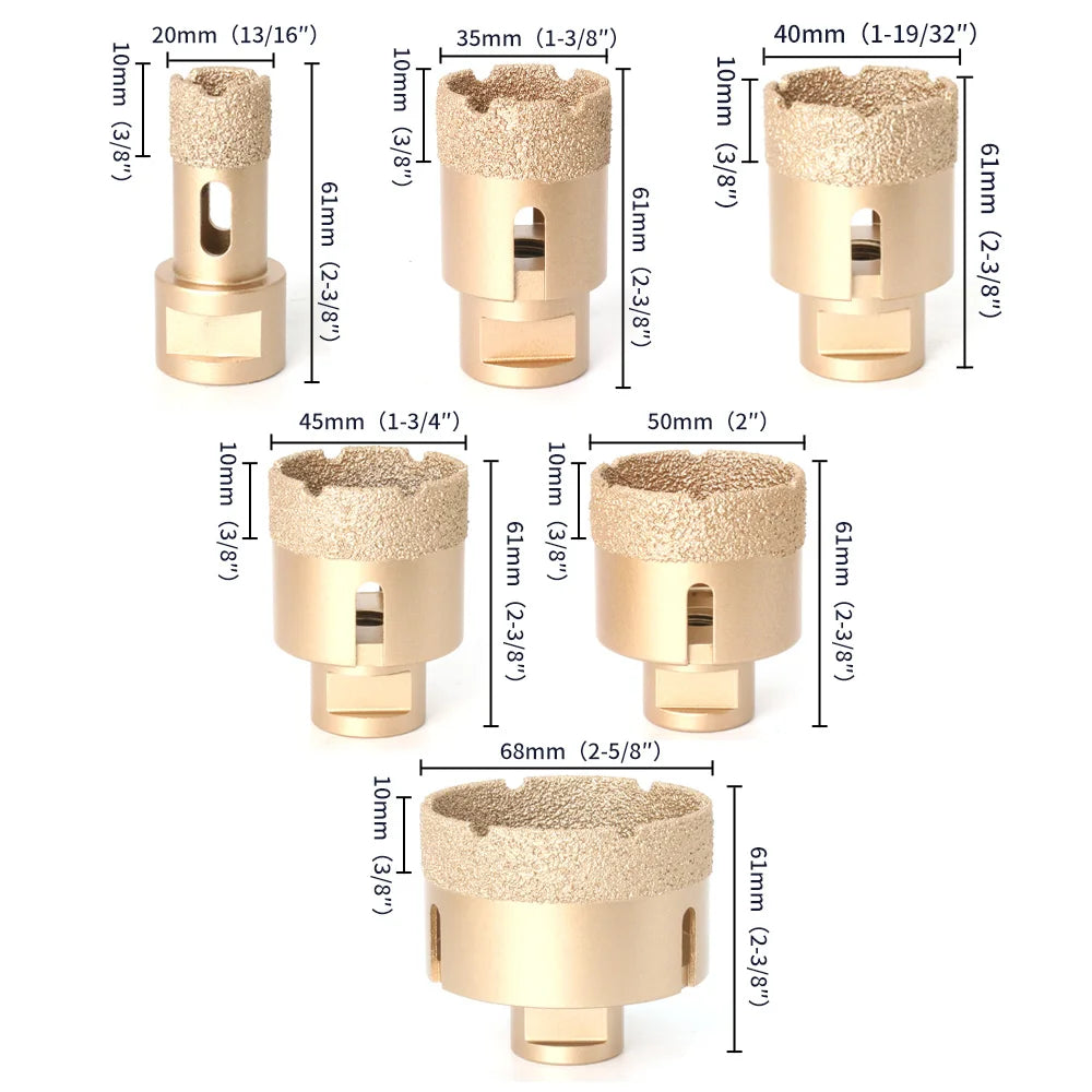 M14 Thread Diamond Dry Vacuum Brazed Drilling Core Drill Bits Set Porcelain Cup Saw Tiles Granite Marble Hole Saw Tools 5/6/8PCS