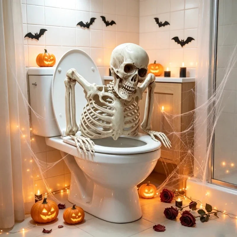 Halloween Half Body Skeleton Graveyard Prop, Buried Skull Decor