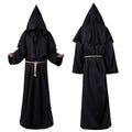 Medieval Monk Robe Costume with Hood and Waist Rope, Unisex Adult
