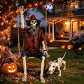 36 Inch Posable Cowboy Skeleton and Dog Halloween Decoration Set