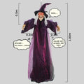 71 Inch Animatronic Witch Halloween Prop, Sound-Activated Red Eyes