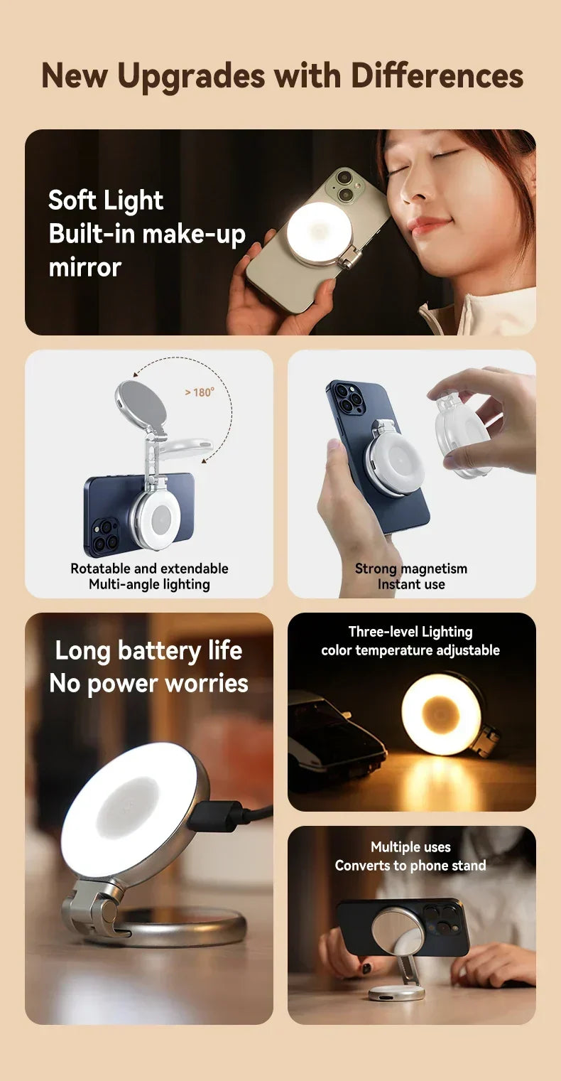 Magnetic Selfie Ring Light | Height Adjustable LED Phone Light