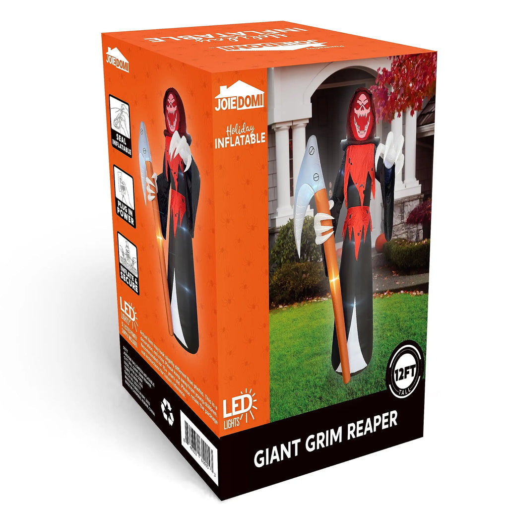 12 ft Halloween Inflatable Grim Reaper or Witch with LED Lights