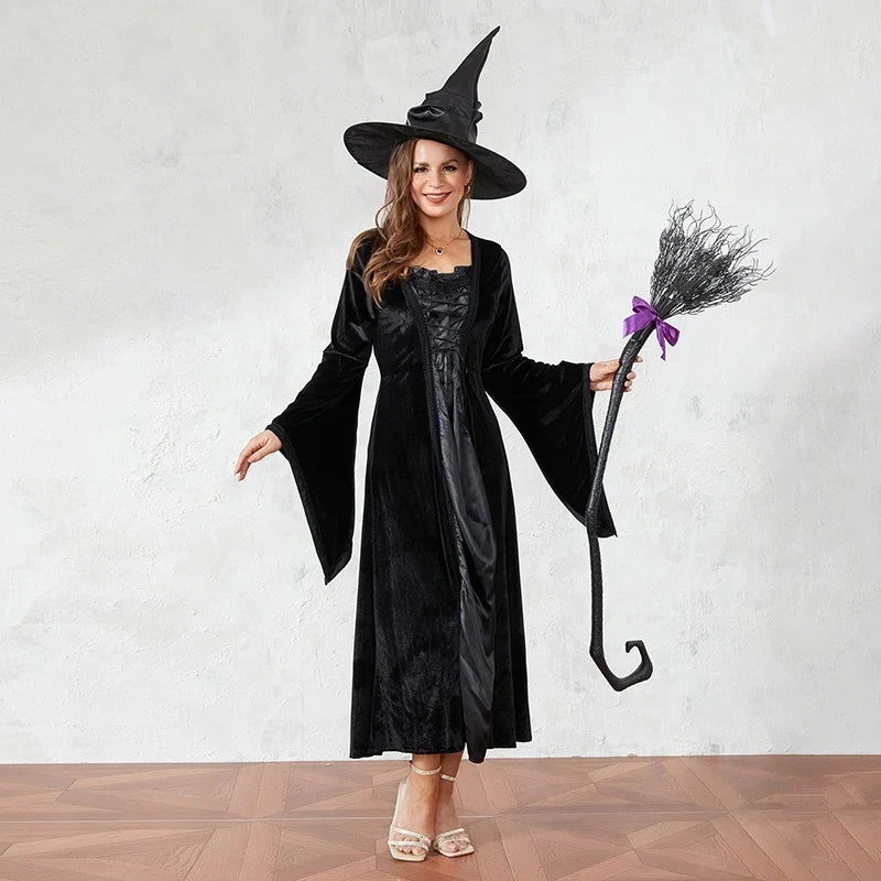 51 Inch Witch Broom Halloween Costume Prop with 3 Ribbons