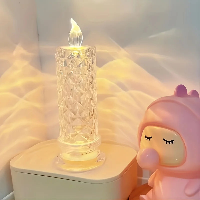 LED Flameless Candle | Crystal Glass Pattern Design