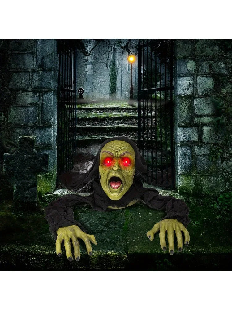 Halloween Zombie Groundbreaker Yard Prop with Scream and Red Eyes