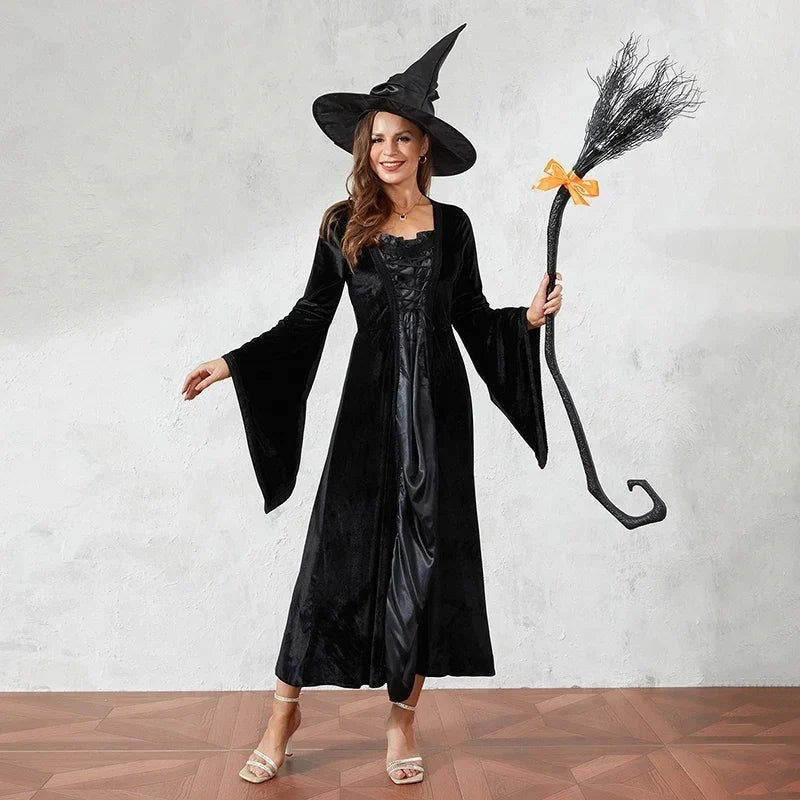 51 Inch Witch Broom Halloween Costume Prop with 3 Ribbons