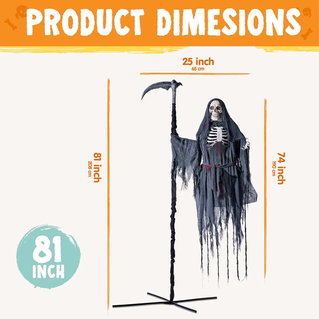 6 ft Animated Flying Grim Reaper Halloween Prop with Glowing Eyes