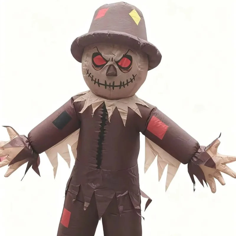 Inflatable Scarecrow Halloween Costume for Adults with Red Eyes