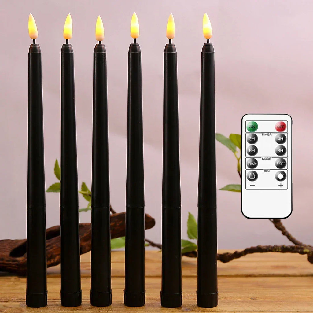 LED Taper Candles | Remote Control Black Set With Timer