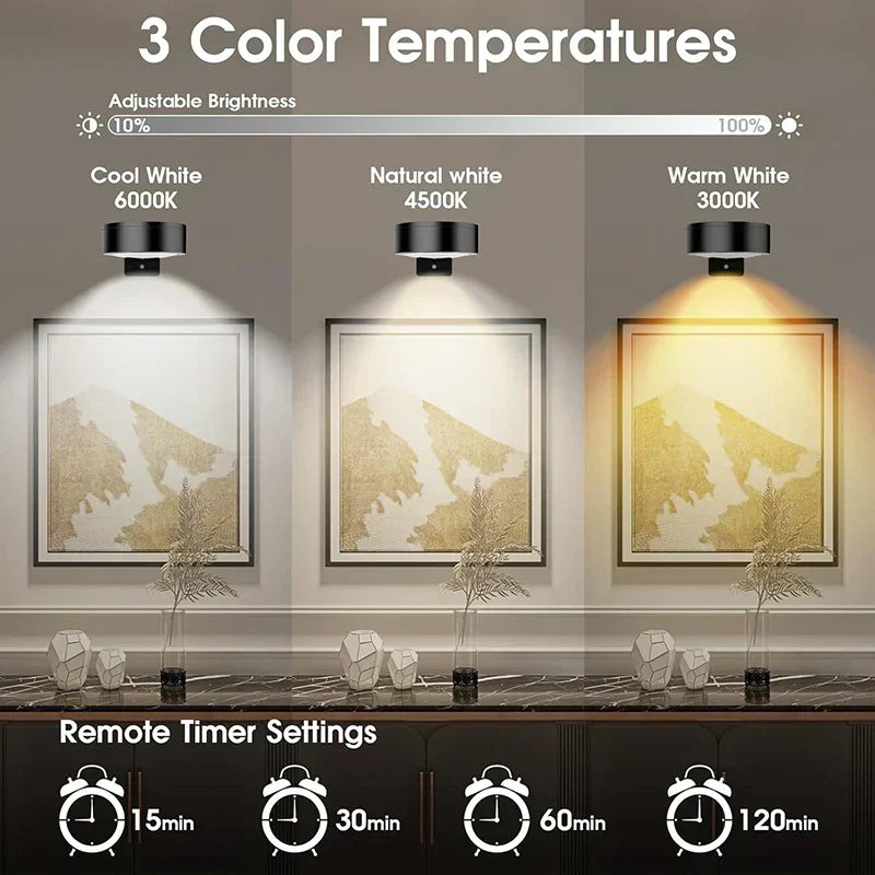 3-Pack Remote-Controlled Dimmable Magnetic Wall Art Lights Battery-Powered