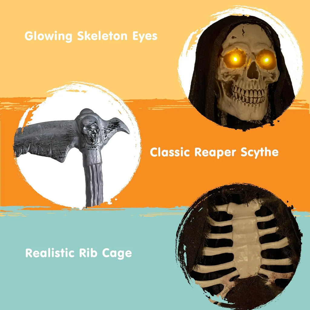 6 ft Animated Flying Grim Reaper Halloween Prop with Glowing Eyes