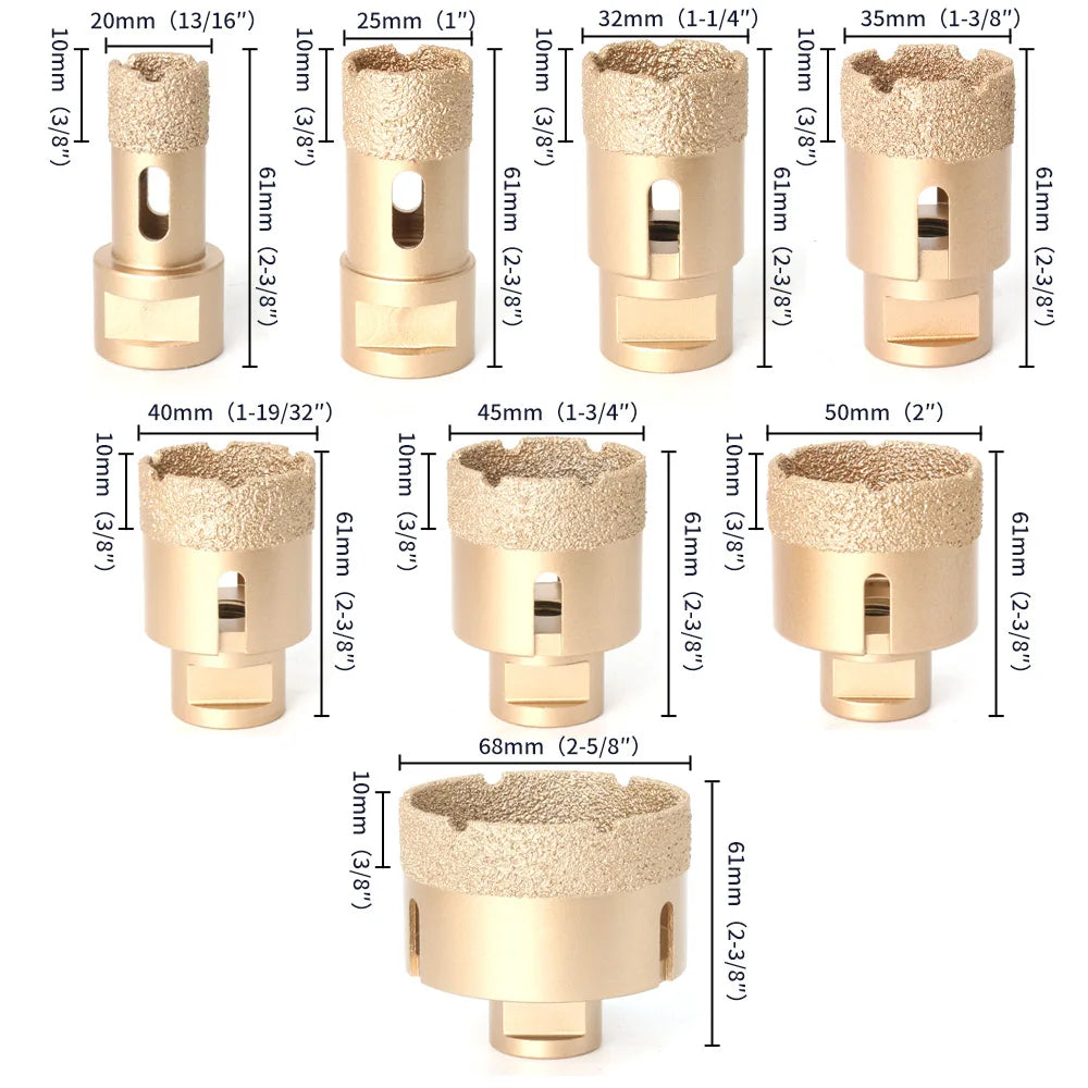 M14 Thread Diamond Dry Vacuum Brazed Drilling Core Drill Bits Set Porcelain Cup Saw Tiles Granite Marble Hole Saw Tools 5/6/8PCS