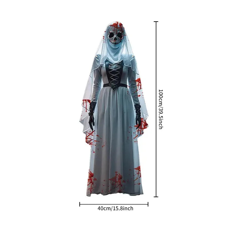 Halloween Horror Skull Bride Backdrop Cloth, Haunted House Banner