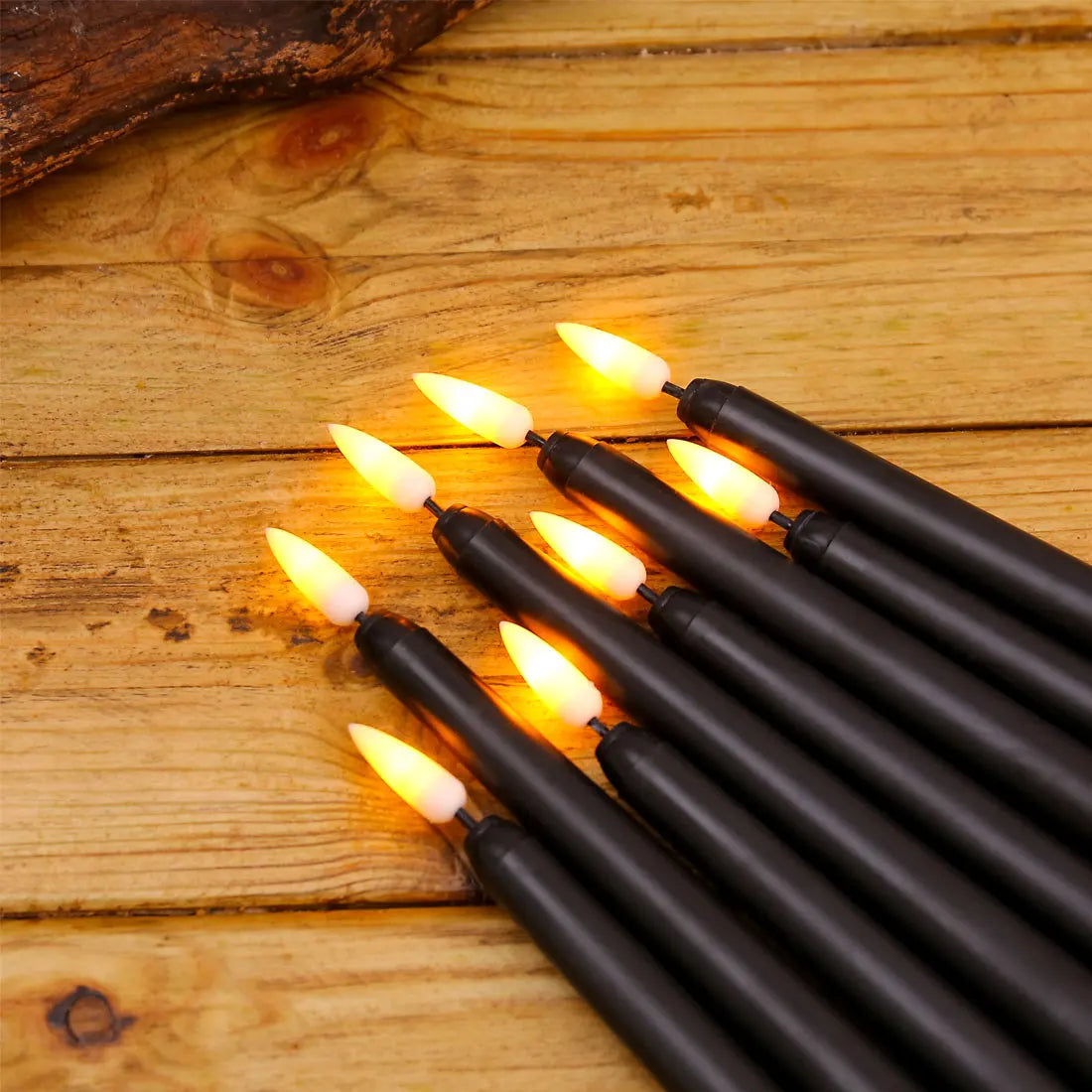 LED Taper Candles | Remote Control Black Set With Timer