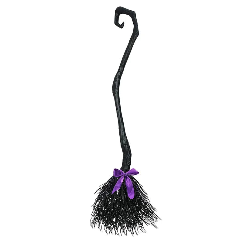 51 Inch Witch Broom Halloween Costume Prop with 3 Ribbons