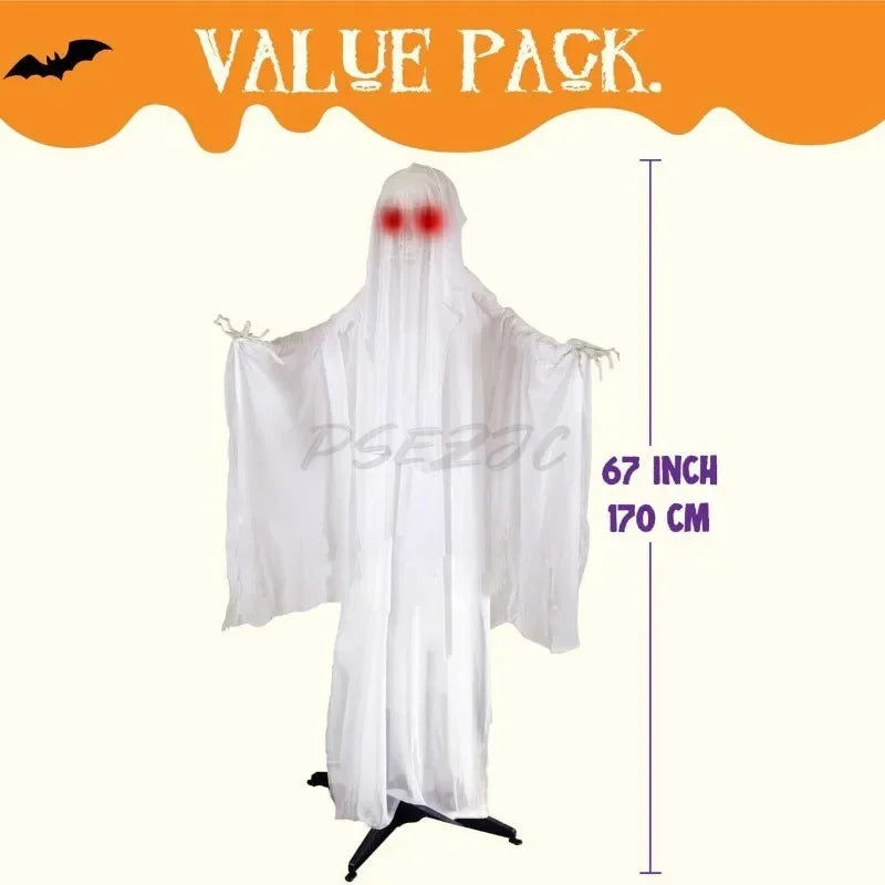 5.6 ft Standing Swinging Ghost Halloween Prop with Lights and Sound