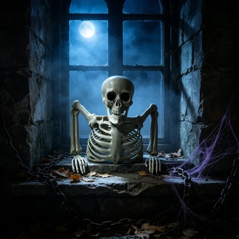 Halloween Half Body Skeleton Graveyard Prop, Buried Skull Decor