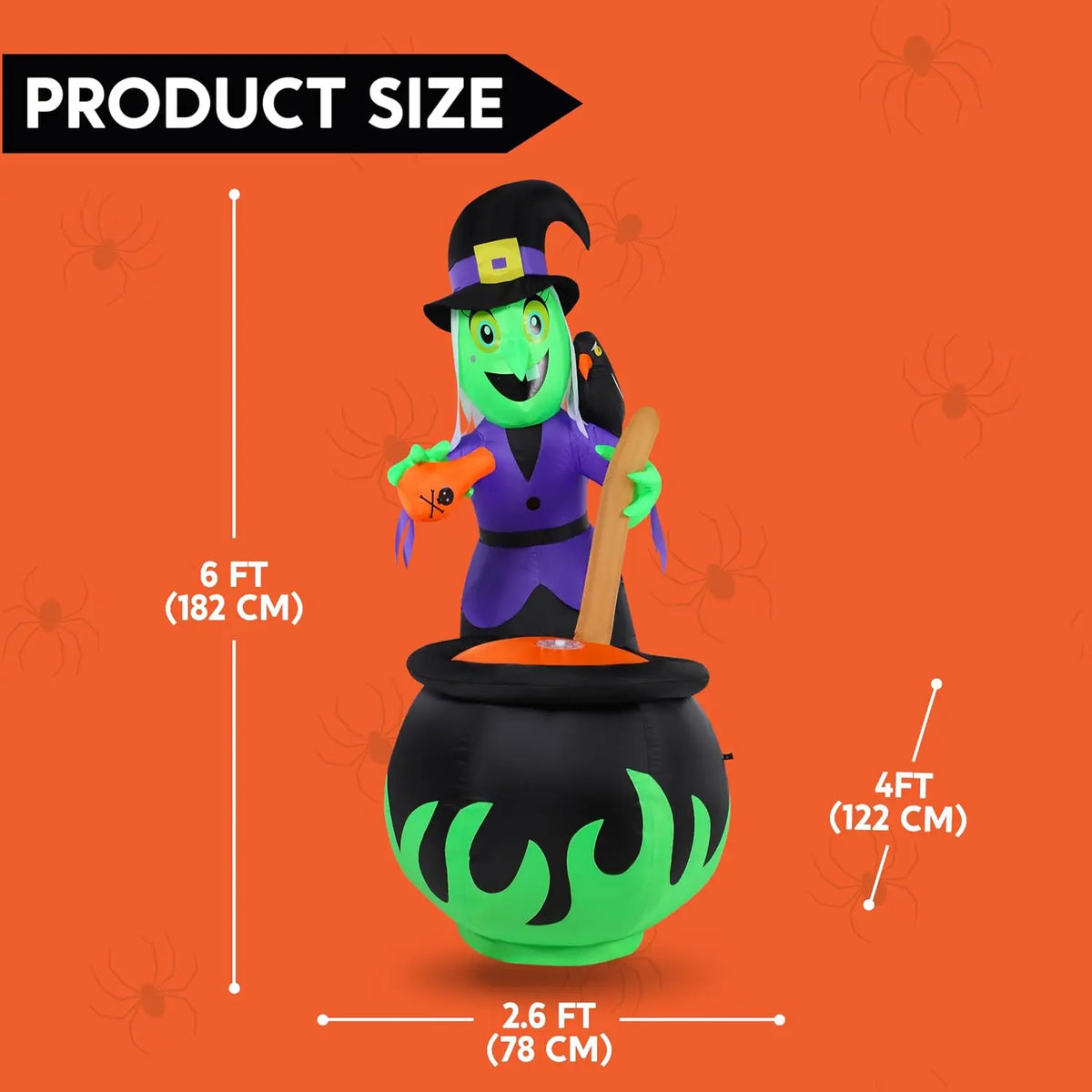 6 ft Halloween Inflatable Witch with Bubbling Cauldron and LEDs
