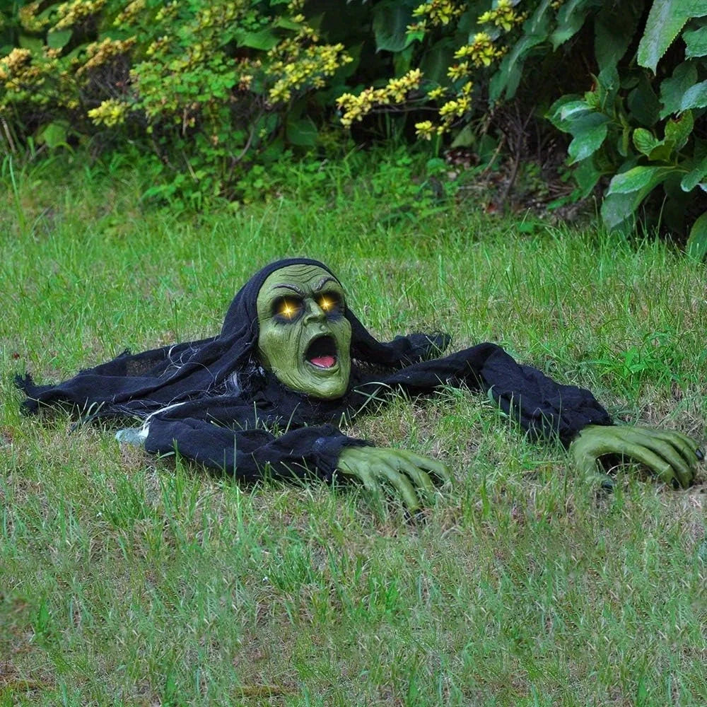 Halloween Zombie Groundbreaker Yard Prop with Scream and Red Eyes