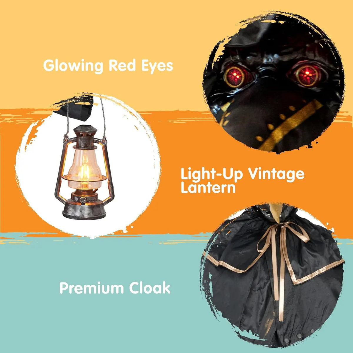 74.8 Inch Animatronic Plague Doctor Halloween Prop with LED Lantern